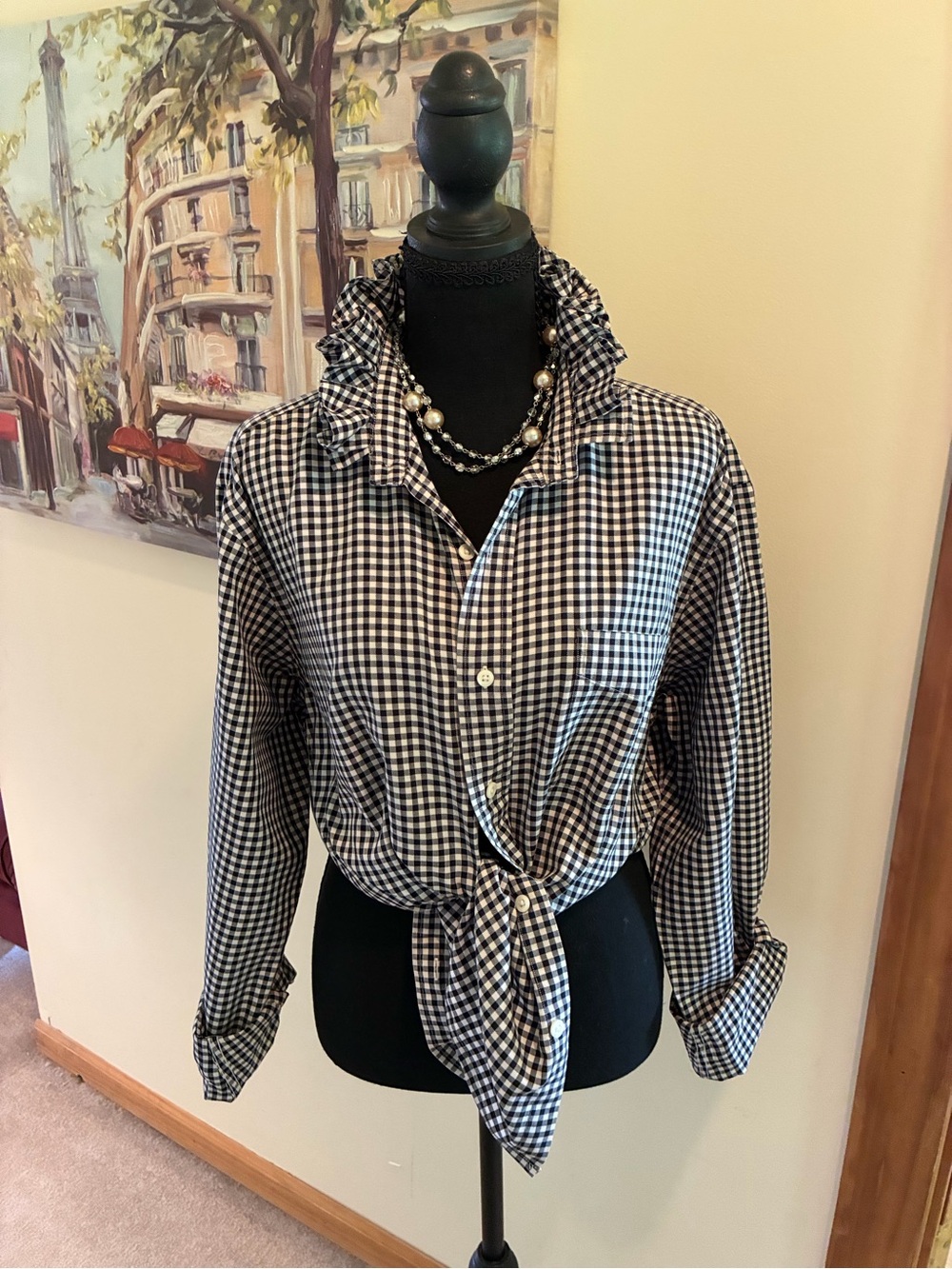 American Living Black and White Gingham Button-Down Shirt